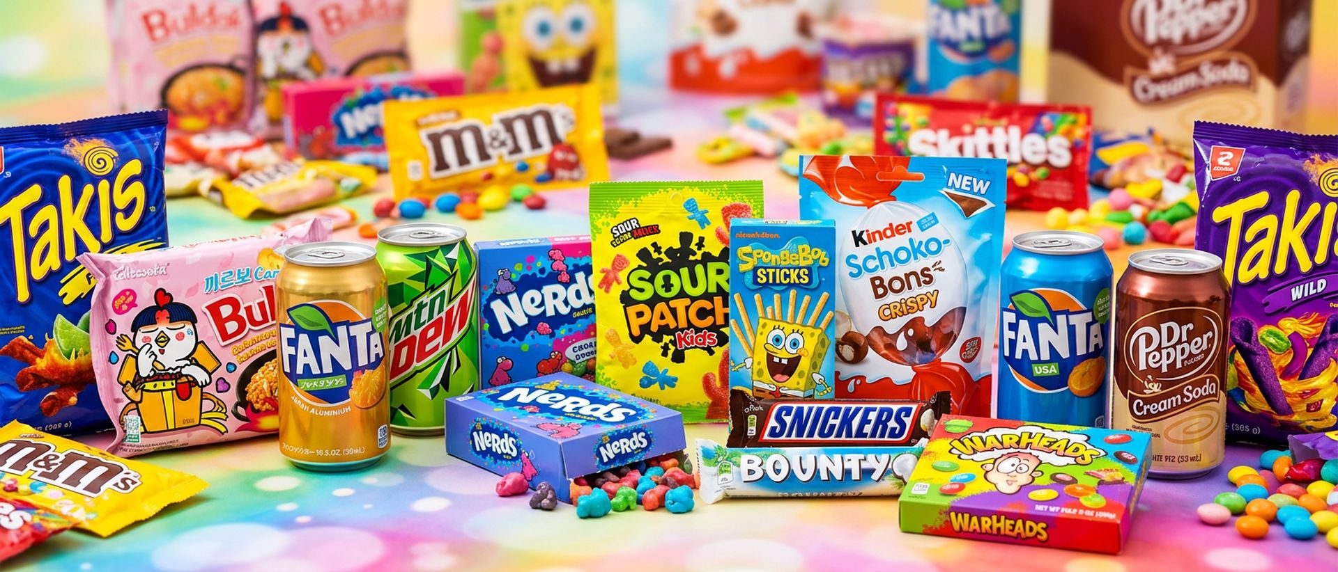 Bunte internationale Süßigkeiten und amerikanische Snacks – SweetDreams Candy Shop